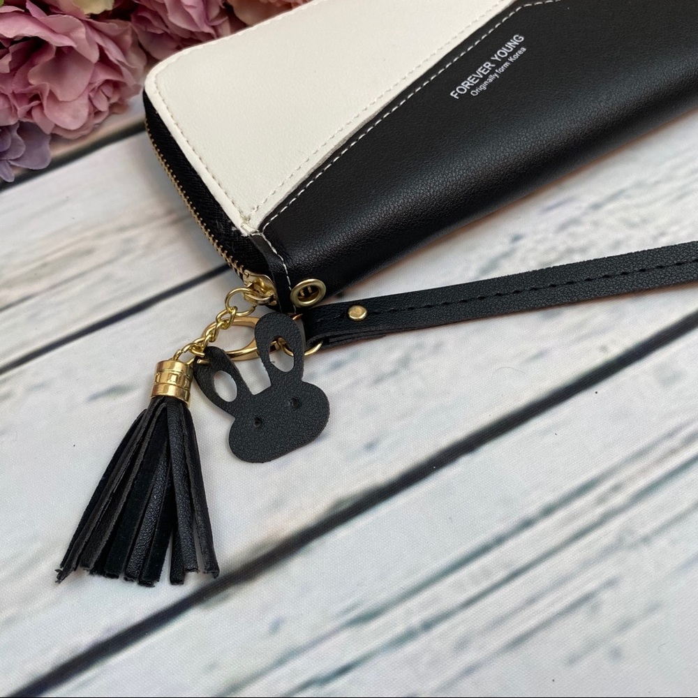 Vegan Leather Geometric Clutch Wallet Checkbook - Picture 6 of 12